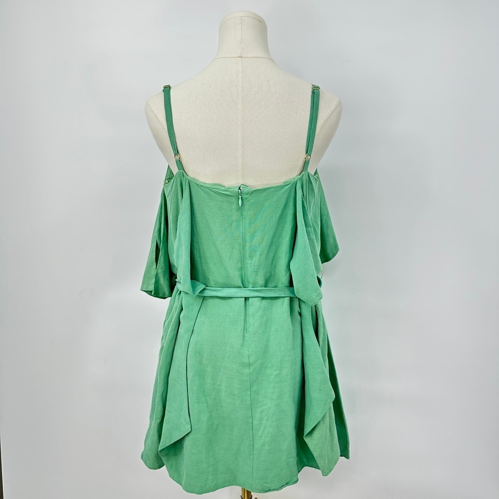 Camilla and Marc Cleo Linen Frock Napkin Dress 10 Mint Green Earthy Naturecore - Picture 6 of 11